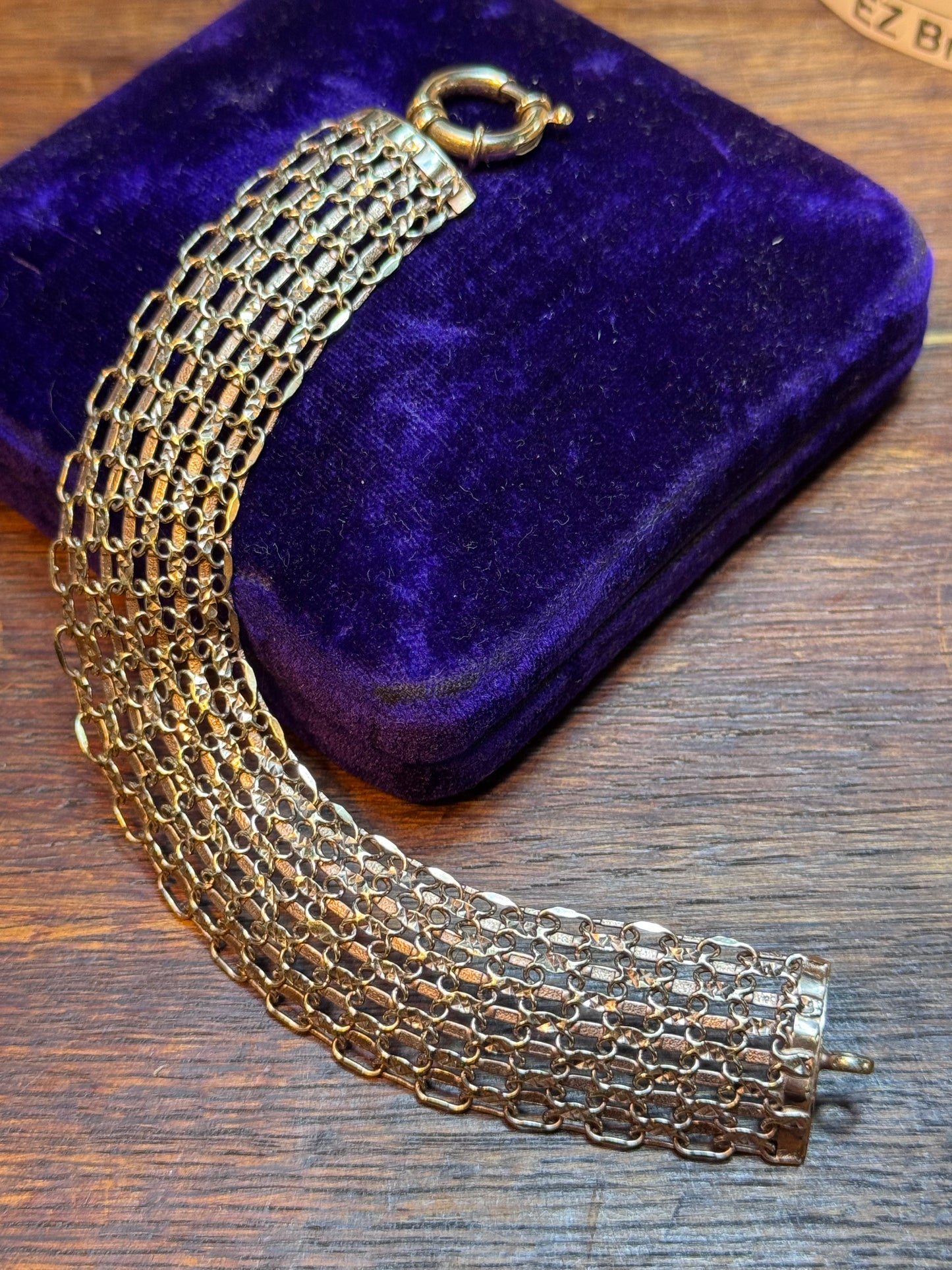 Vintage Goldtone Multi Strand Mesh Bracelet Victorian Revival Style 6.75”