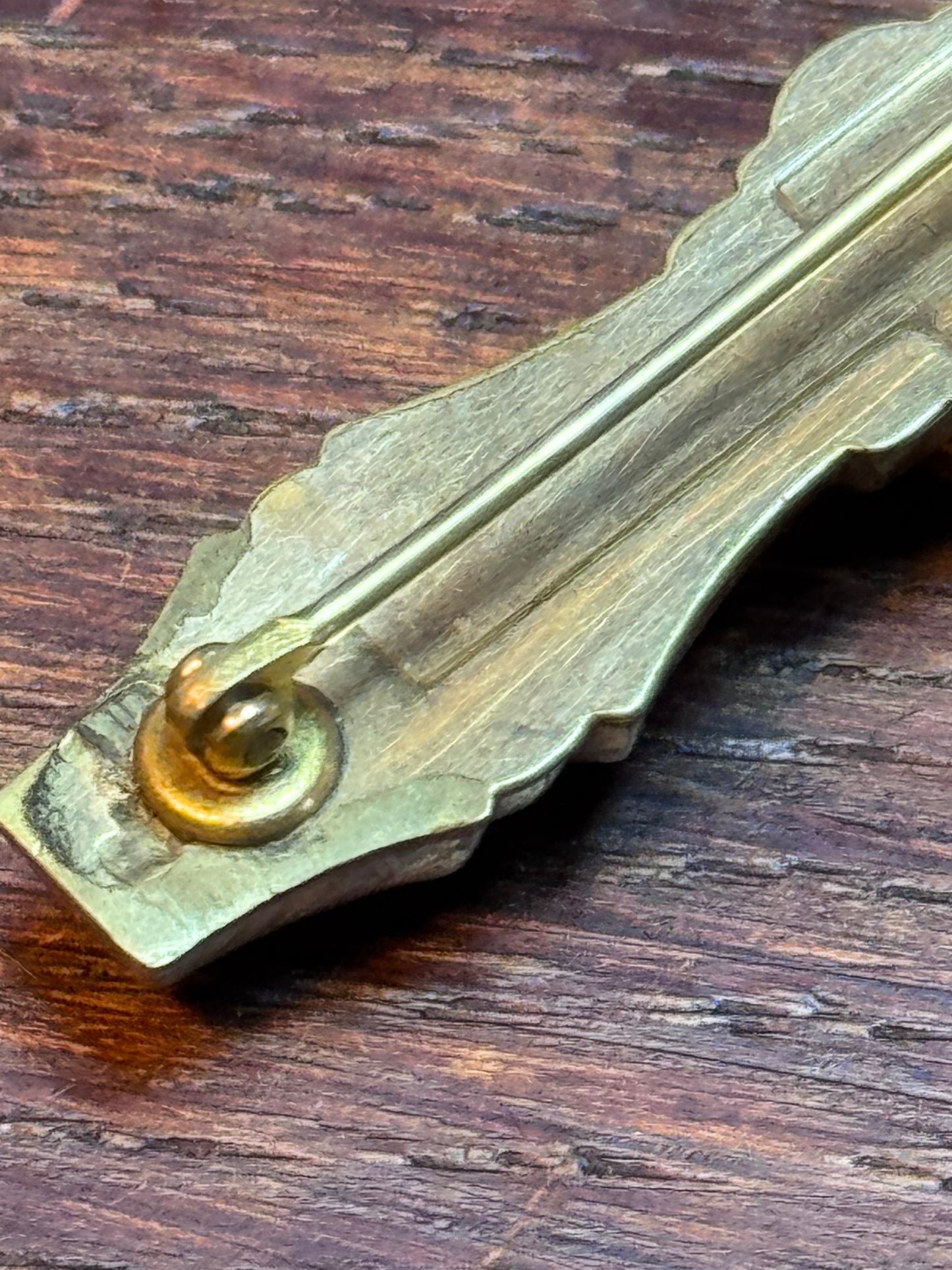 Victorian Gold Filled Bar Pin Ruby Red Paste Stone Engraved Antique Brooch
