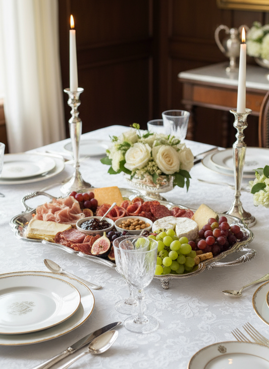 Silverplate Tray Victorian Style American Rogers HANDLED & Footed Chased VINTAGE
