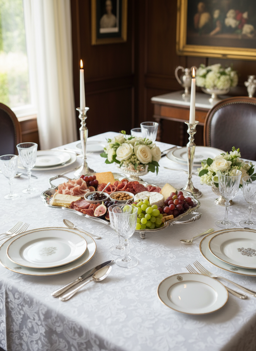 Silverplate Tray Victorian Style American Rogers HANDLED & Footed Chased VINTAGE