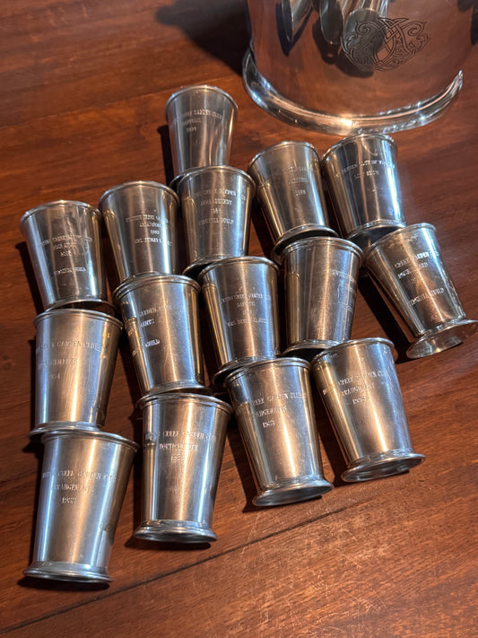 EACH - Mint Julep Cup Pewter Inscribed Hunting Creek Garden Club Trophy Vintage - PICK Your Favorite ❤️