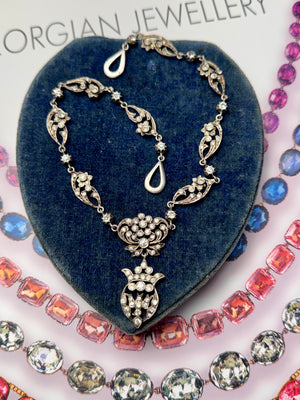 FRENCH Georgian Style Crown Saint Esprit Antique Foiled Paste Festoon Necklace