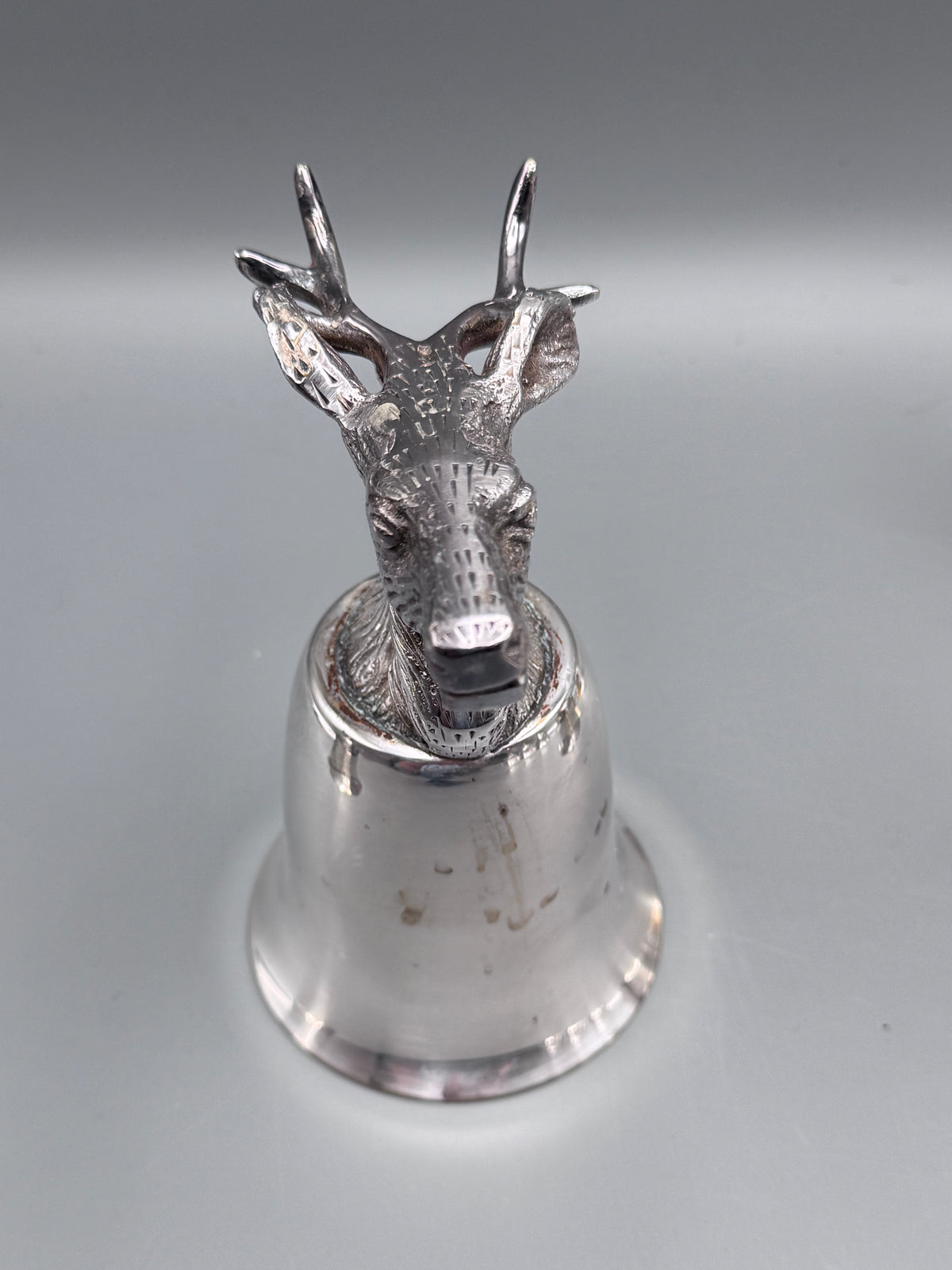 1 x Vintage Stag Head Stirrup Cup Goblet Silverplate Hunting Barware Shabby Old Money Style