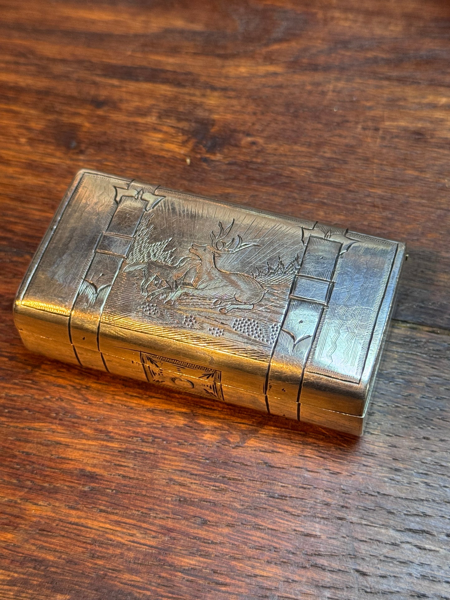 Antique Russian Imperial 84 Zolotnik Fine Silver (.875) Case – Moscow 1873 – Hunting Scene – 106.1g