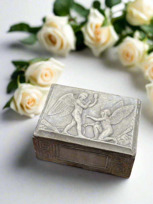 Vintage Intaglio NEOCLASSICAL Jewelry Box Angels at Play - VERY OLD ESTATE SALE