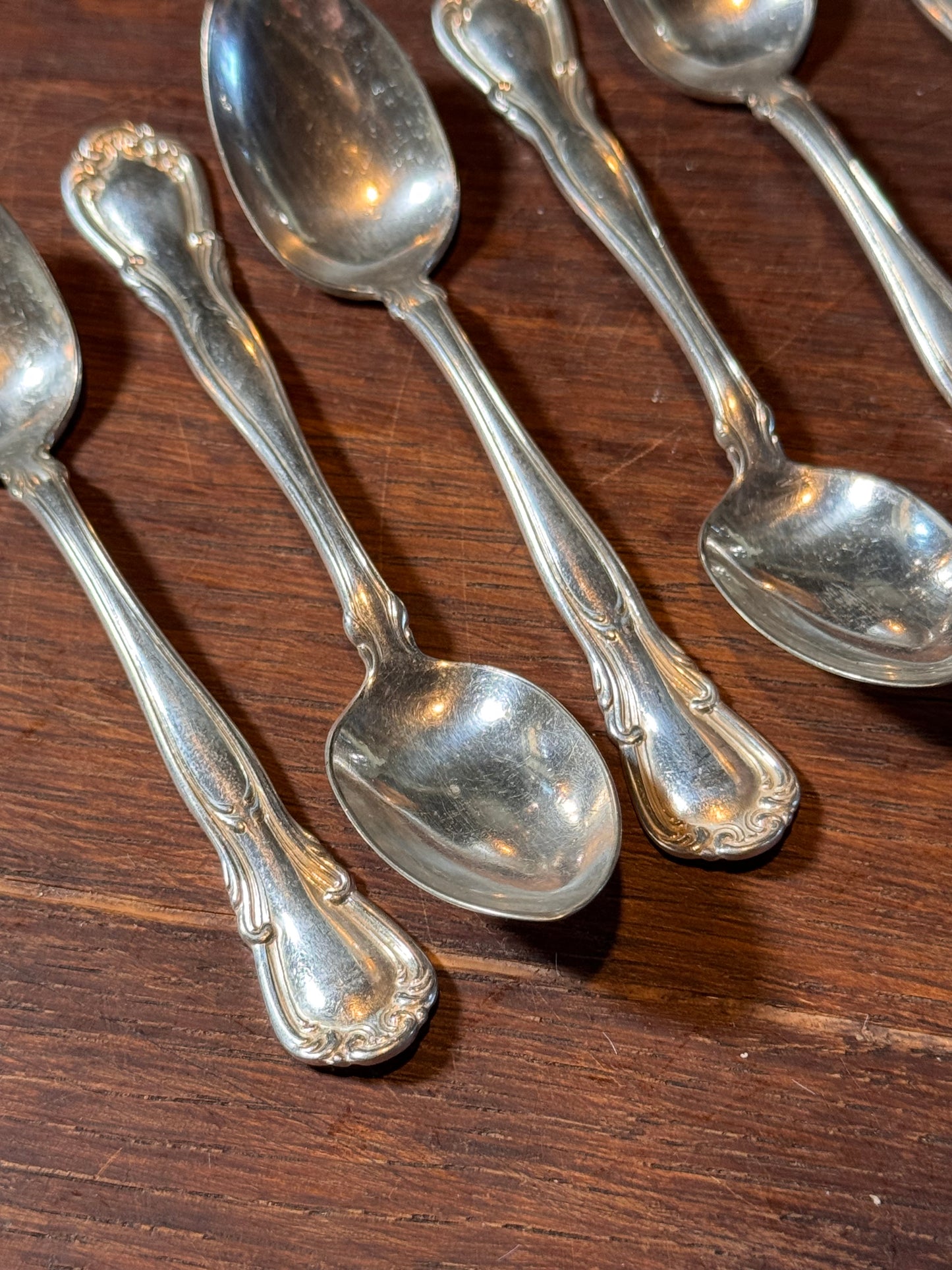 Silver Plate Demitasse Spoons Set 8 Wheatley Brothers 4.5” Antique