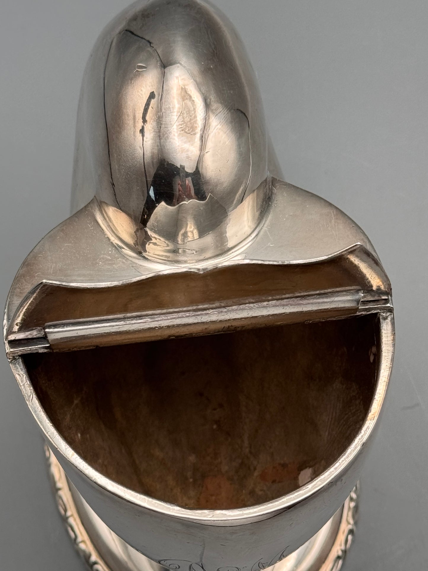 VINTAGE Nautilus Spoon Warmer SPOONER Silverplate Victorian Style Monogram DLM