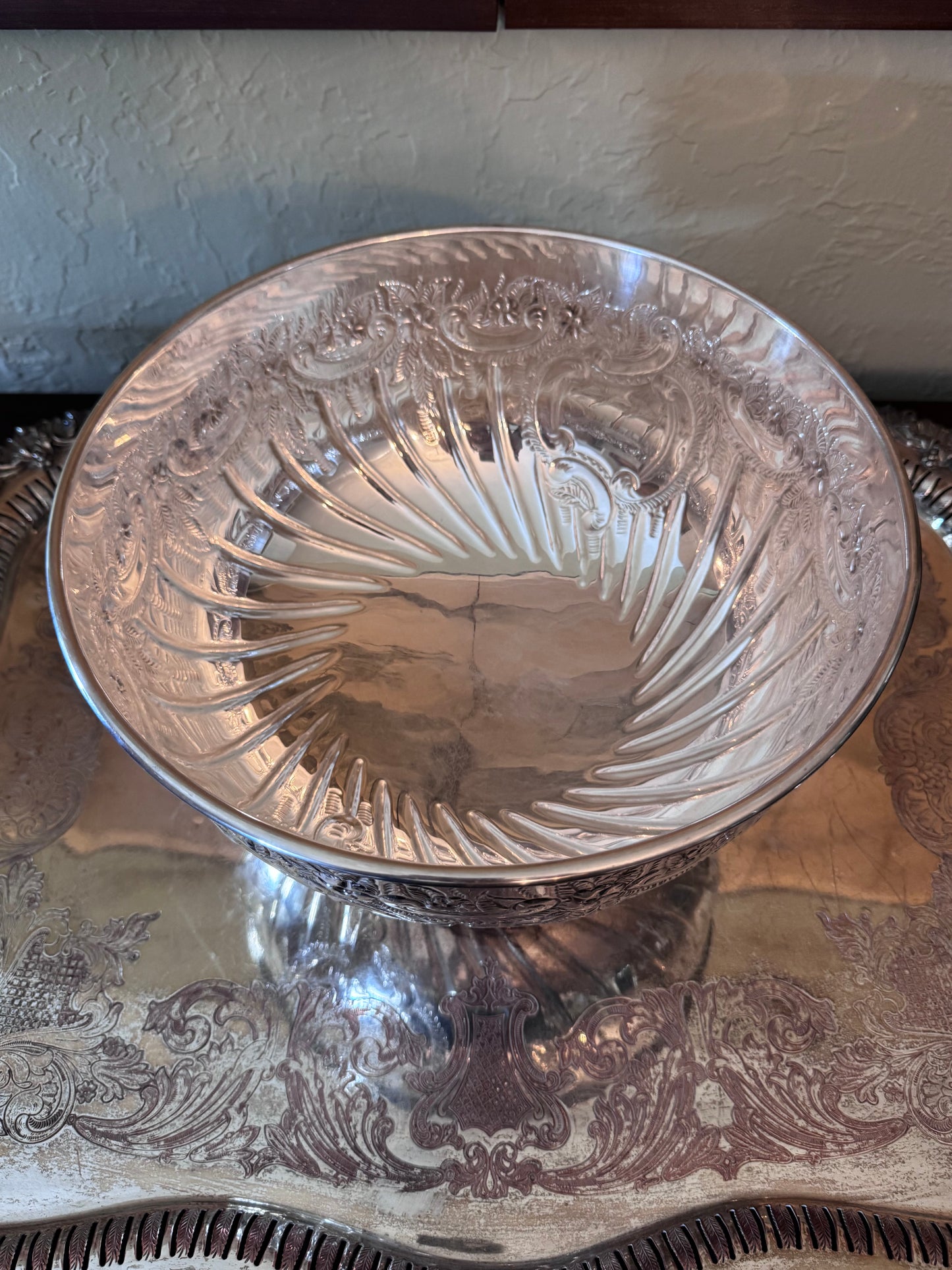 Sheffield IFS Silverplate Punch Bowl 12.25” Vintage English Serving Bowl Made in England