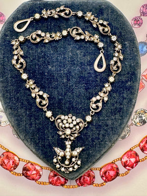 FRENCH Georgian Style Saint Esprit Antique Foiled Paste Festoon Necklace