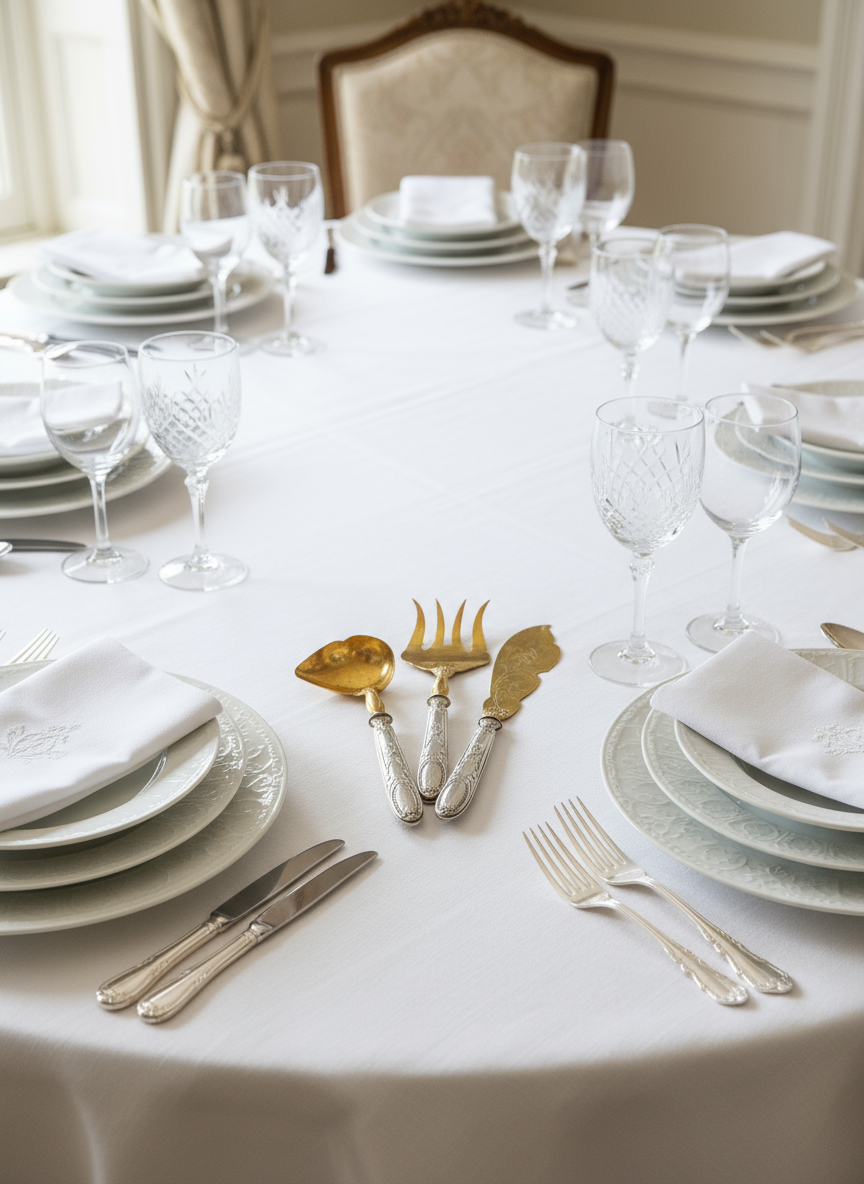 Antique 800 FRENCH Silver & Vermeil Serving Set – Ornate European Flatware