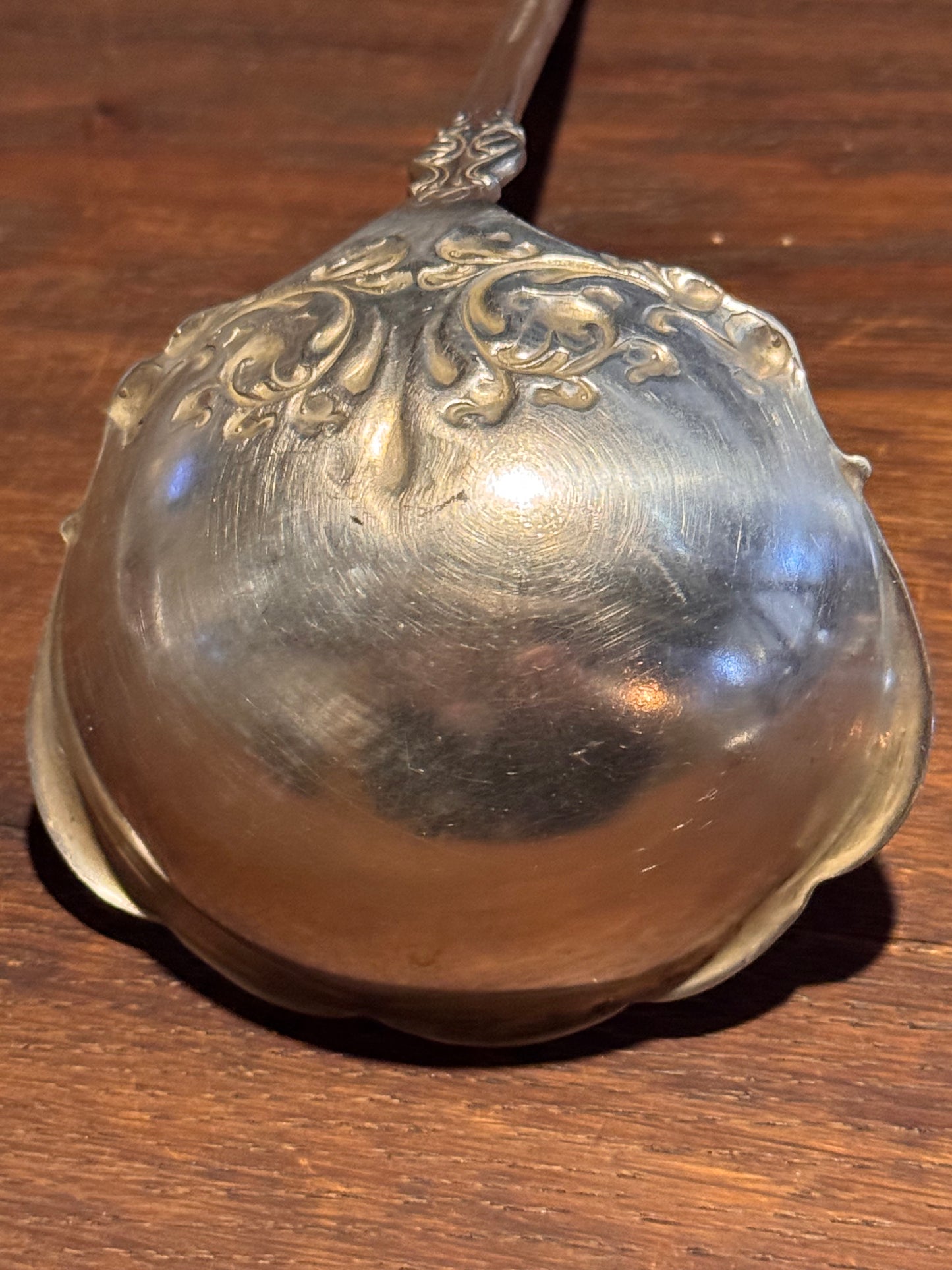Rogers Bros Berkshire Punch Bowl Soup Ladle Silverplate 11” Ornate Handle