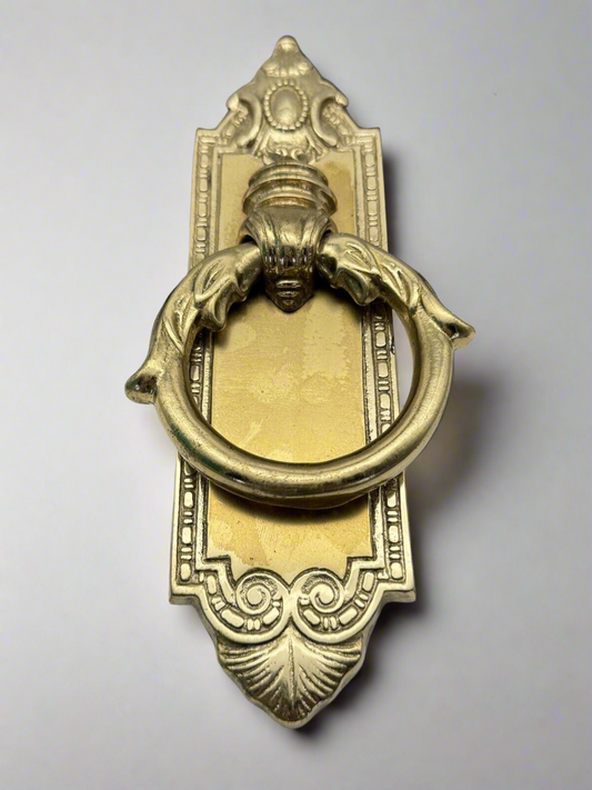 Brass Door Knocker VINTAGE 8.75” X 2.5”