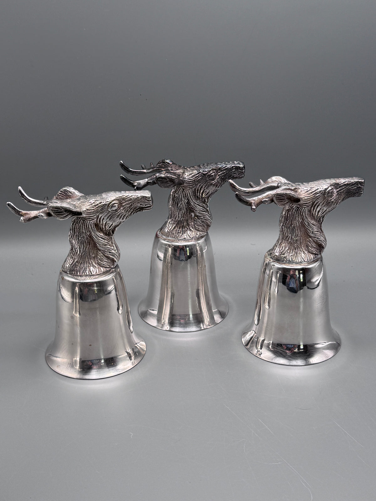 1 x Vintage Stag Head Stirrup Cup Goblet Silverplate Hunting Barware Shabby Old Money Style