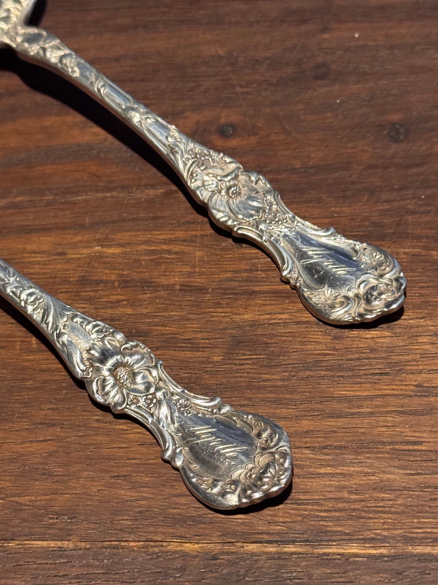 Antique Wallace Silverplate Serving Set Myrtle Engraved Spoon Fork Floral