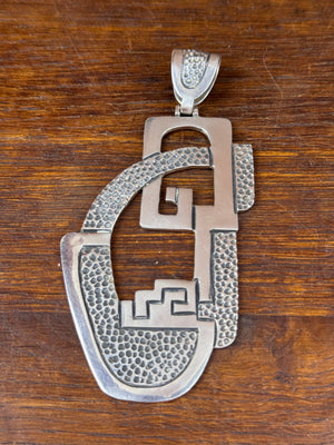 Vintage Sterling Silver Pendant Taxco Mexico TK-26 925 Modernist 50.7g 4”