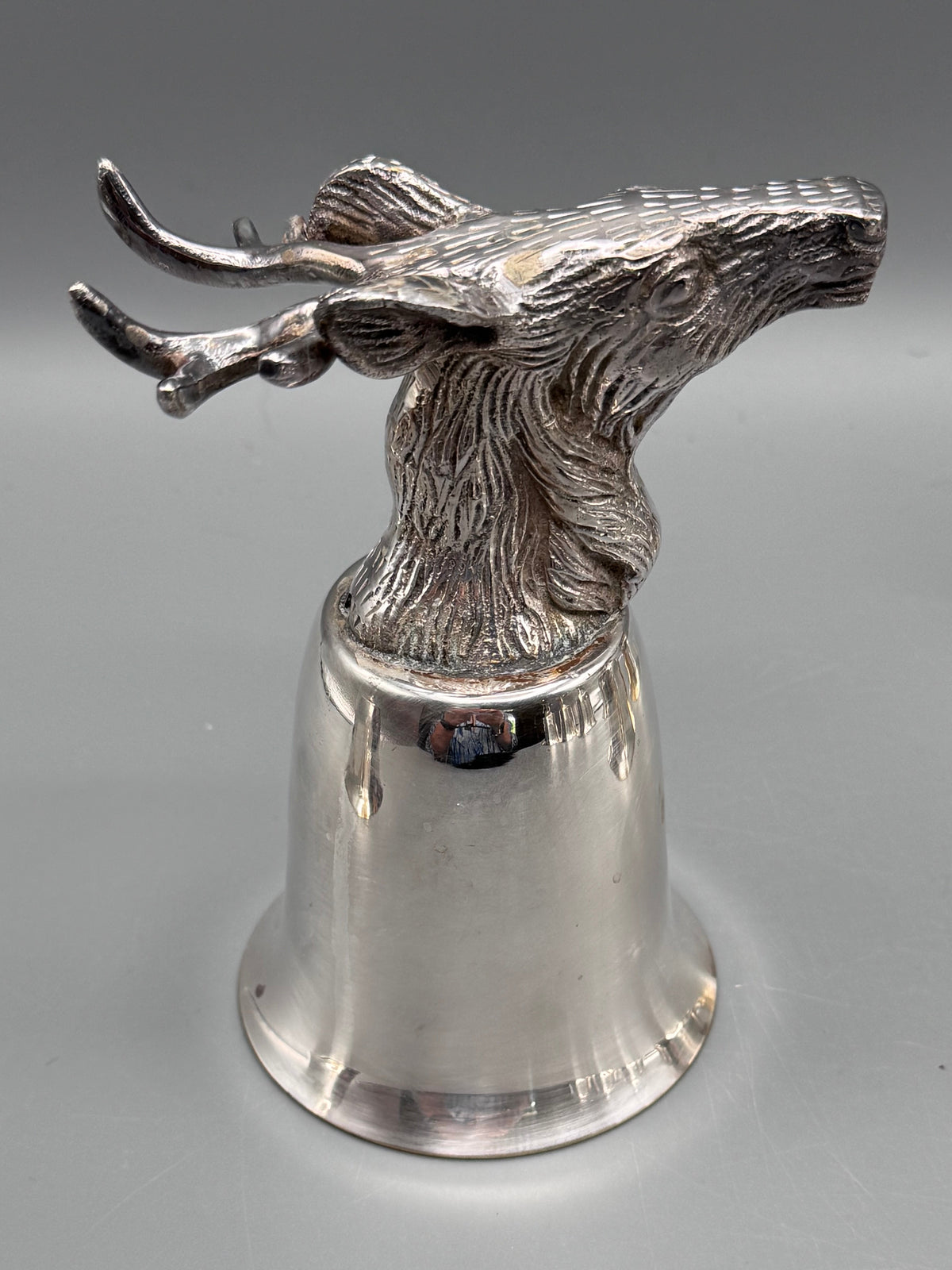 1 x Vintage Stag Head Stirrup Cup Goblet Silverplate Hunting Barware Shabby Old Money Style