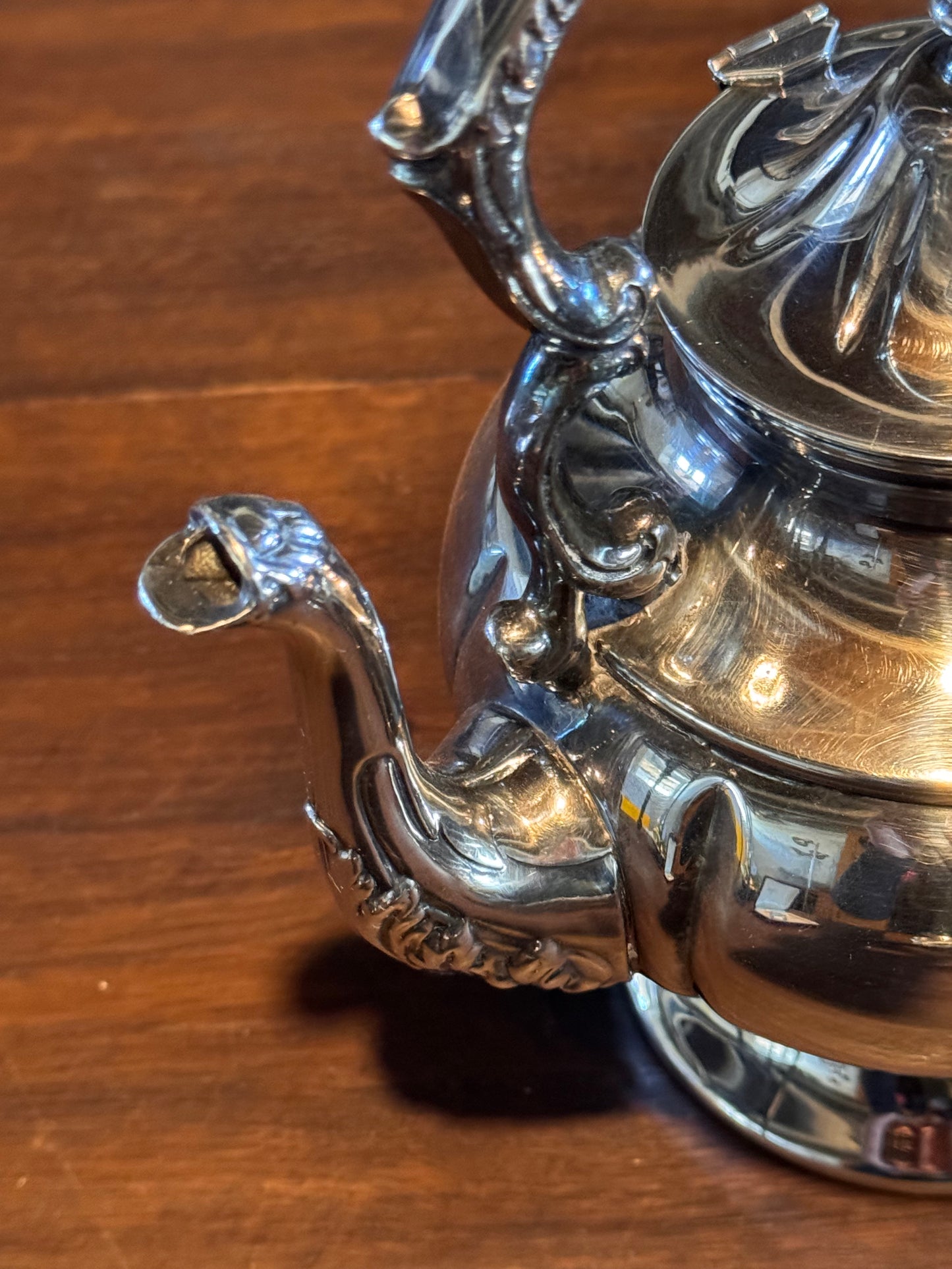 Silver Plate Tea Set 3Pc Footed Teapot Creamer Sugar Vintage