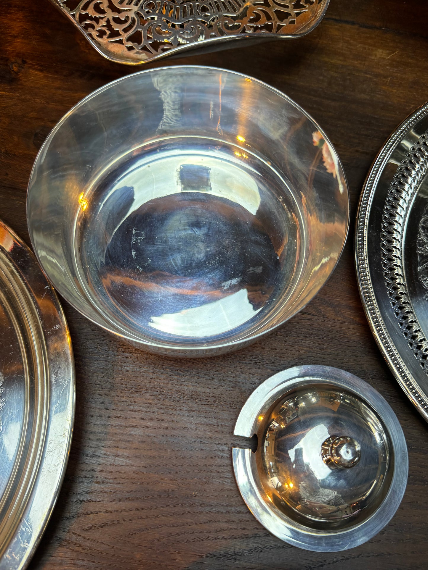 Vintage Silver Plate Caviar Server With Glass Insert & Lid CONTEMPORARY