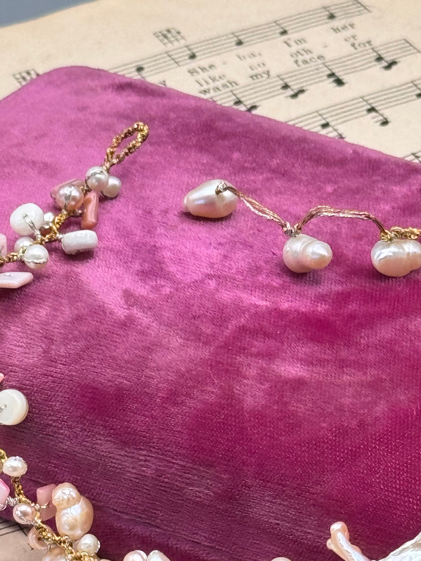 Handmade Pearl Rose Quartz Necklace Hand Knotted Baroque Pearls 16”