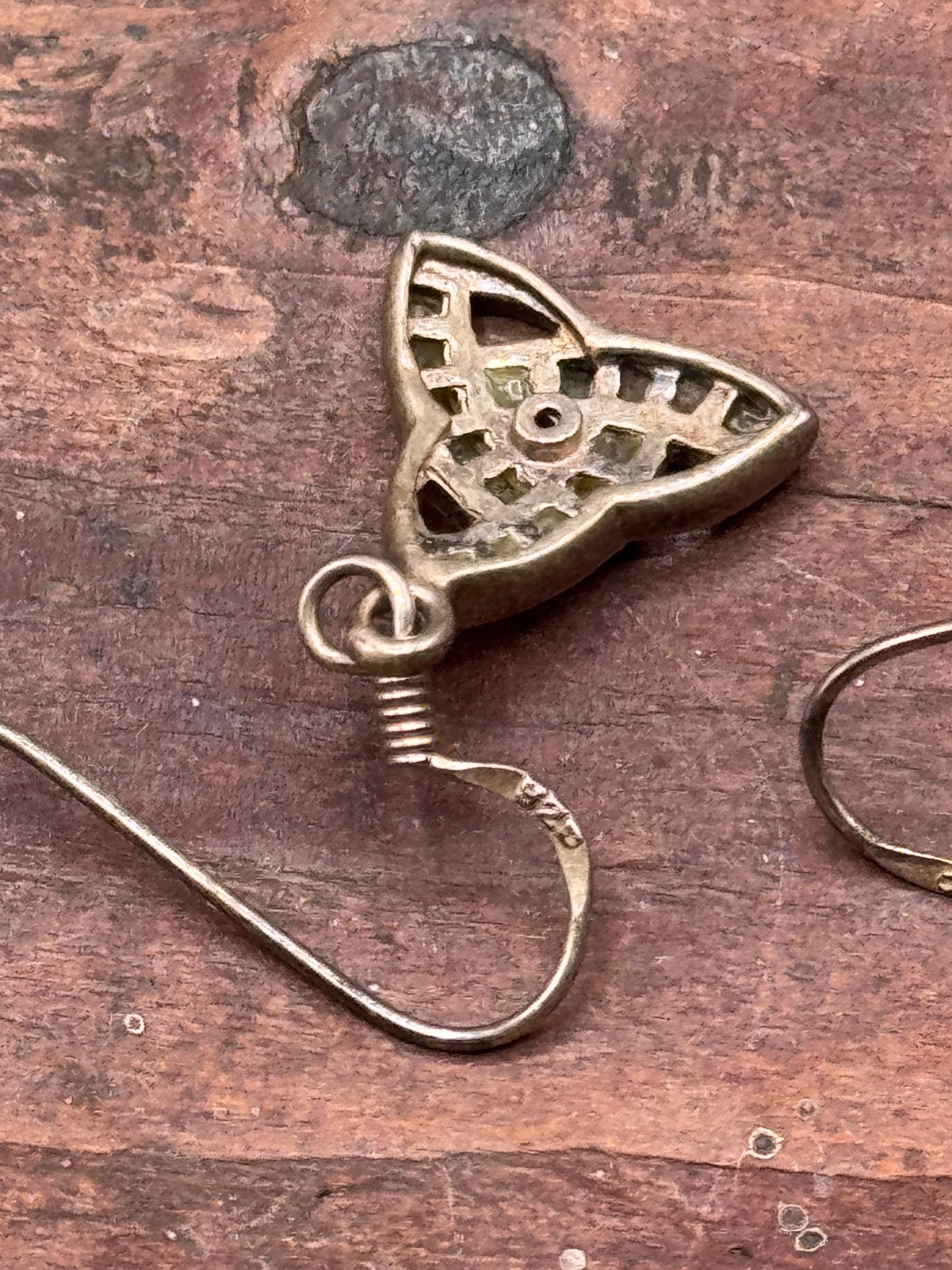 Vintage Sterling Silver Connemara Marble Trinity Knot Earrings Irish