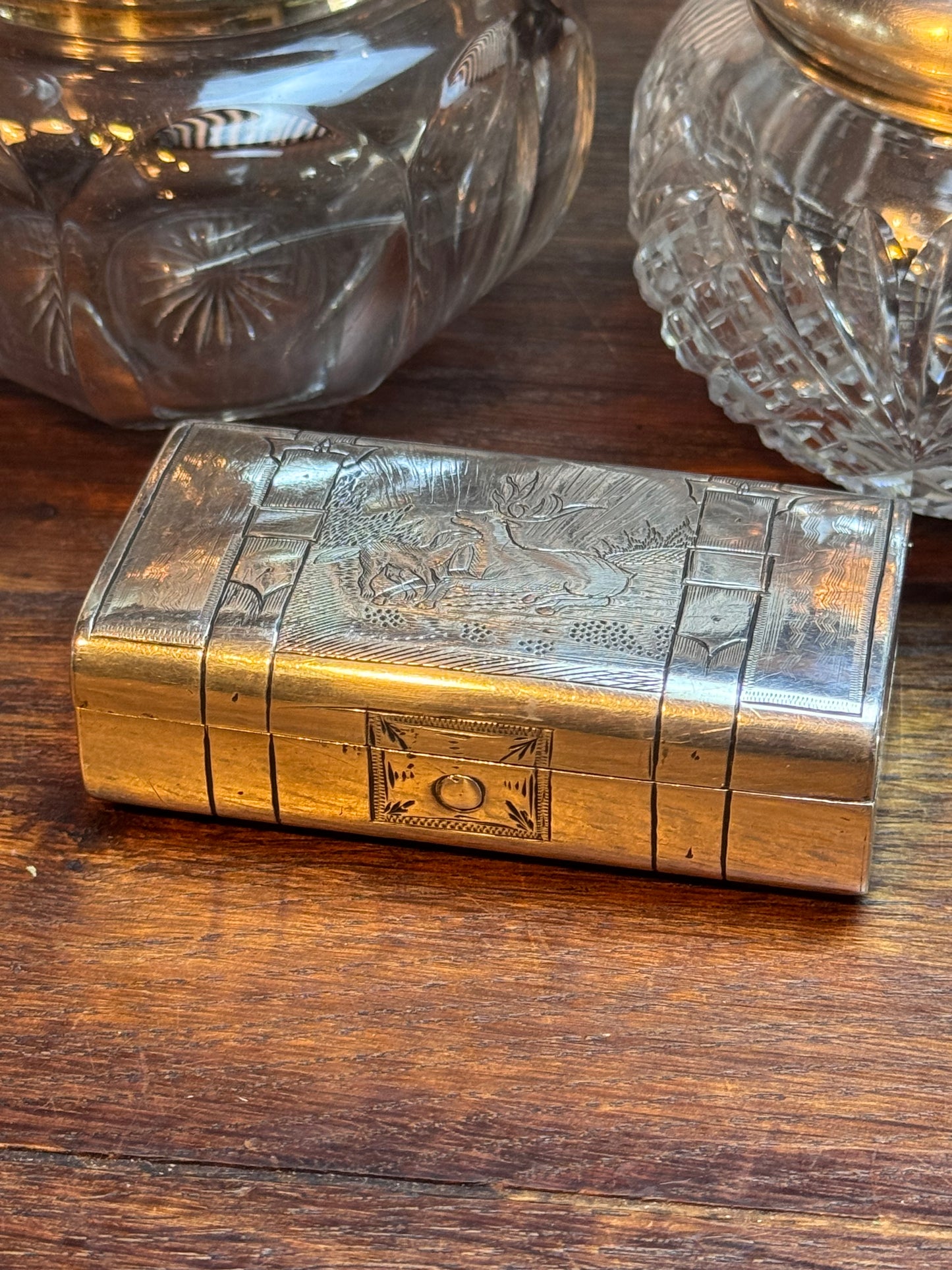 Antique Russian Imperial 84 Zolotnik Fine Silver (.875) Case – Moscow 1873 – Hunting Scene – 106.1g