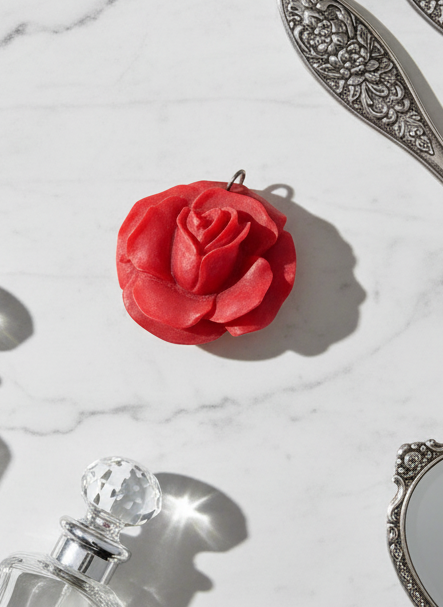 Vintage Red Early Plastic Celluloid Rose Pendant