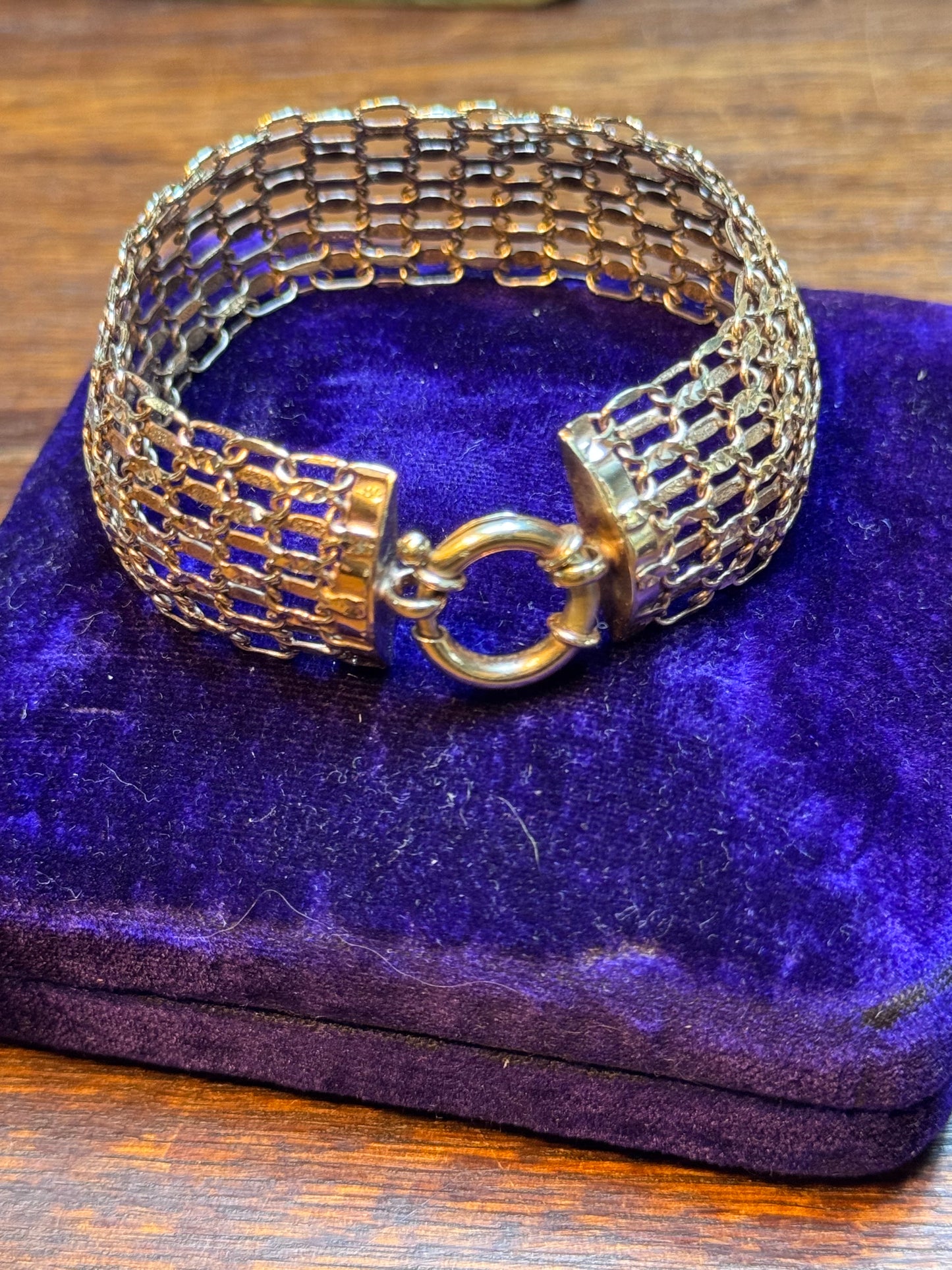 Vintage Goldtone Multi Strand Mesh Bracelet Victorian Revival Style 6.75”