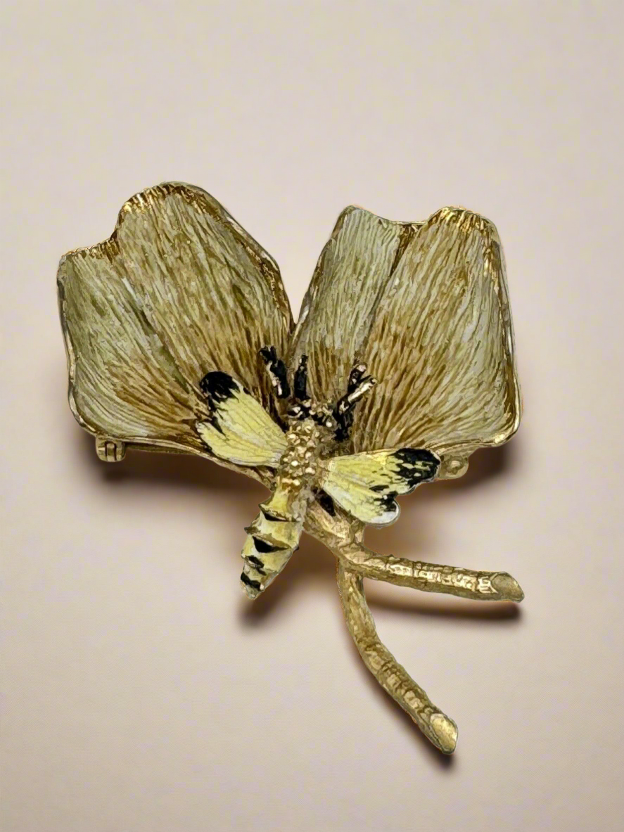 Vintage SIGNED Hattie Garnegie Bumblebee Flower Brooch