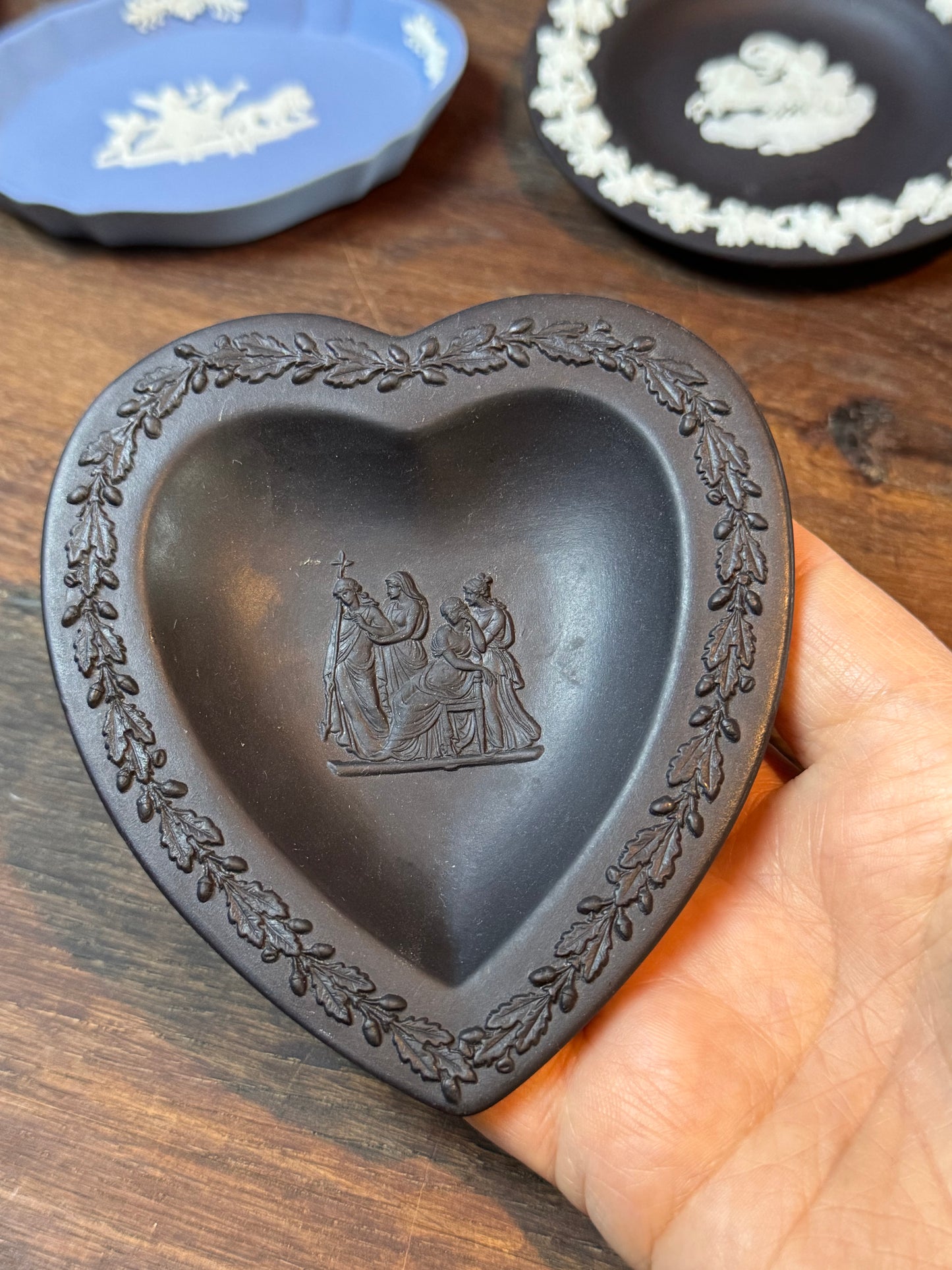 Vintage Wedgwood Black Heart Trinket Dish 1963 England 4.5”