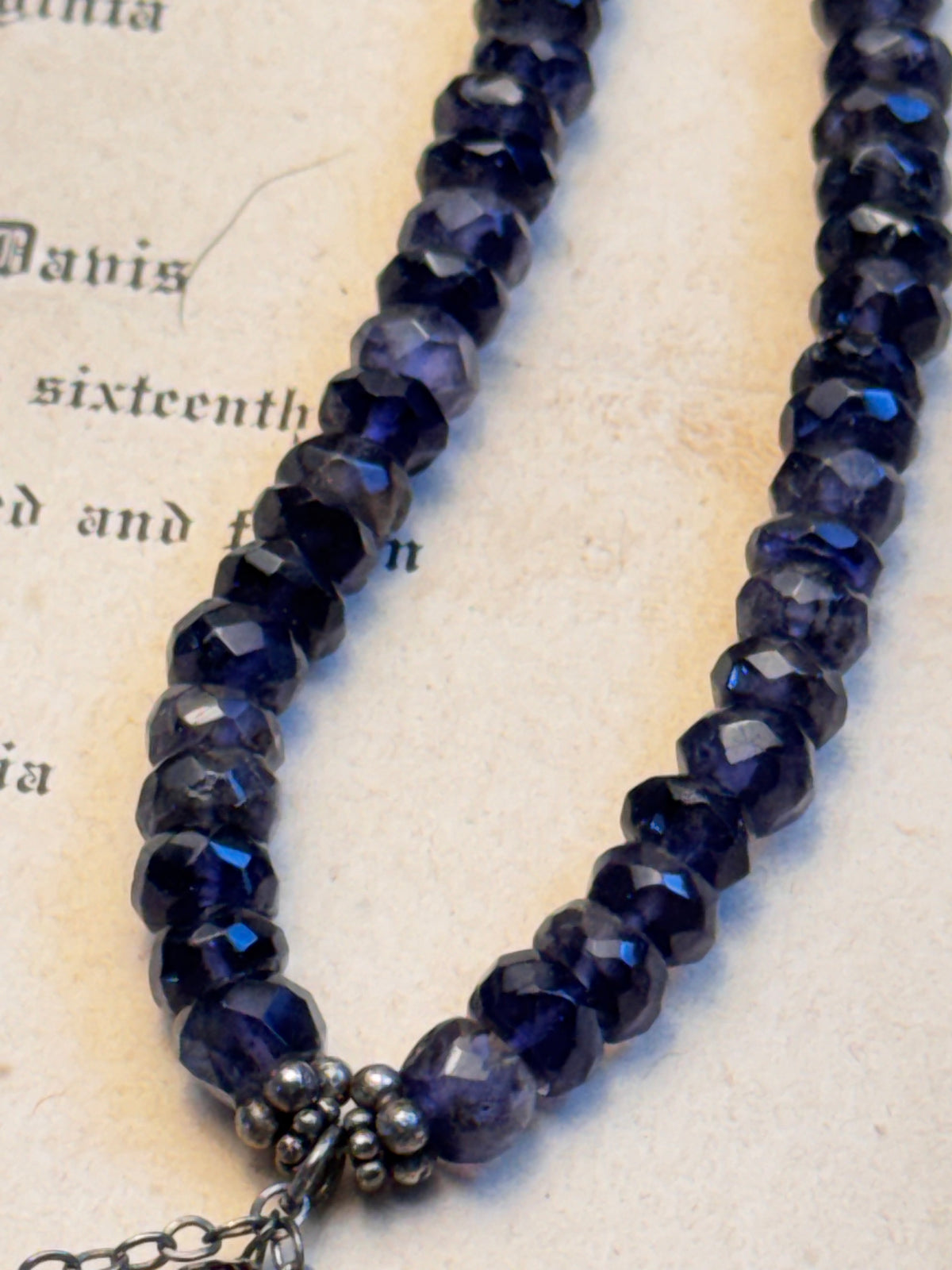 Amethyst Beaded Necklace Faceted Purple Beads Multicolor Drop Pendant 17.5”