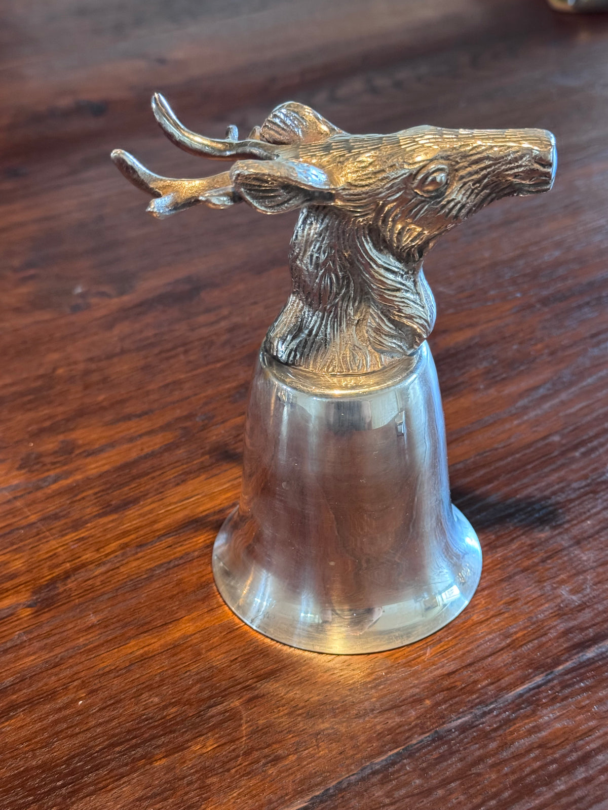 1 x Vintage Stag Head Stirrup Cup Goblet Silverplate Hunting Barware Shabby Old Money Style