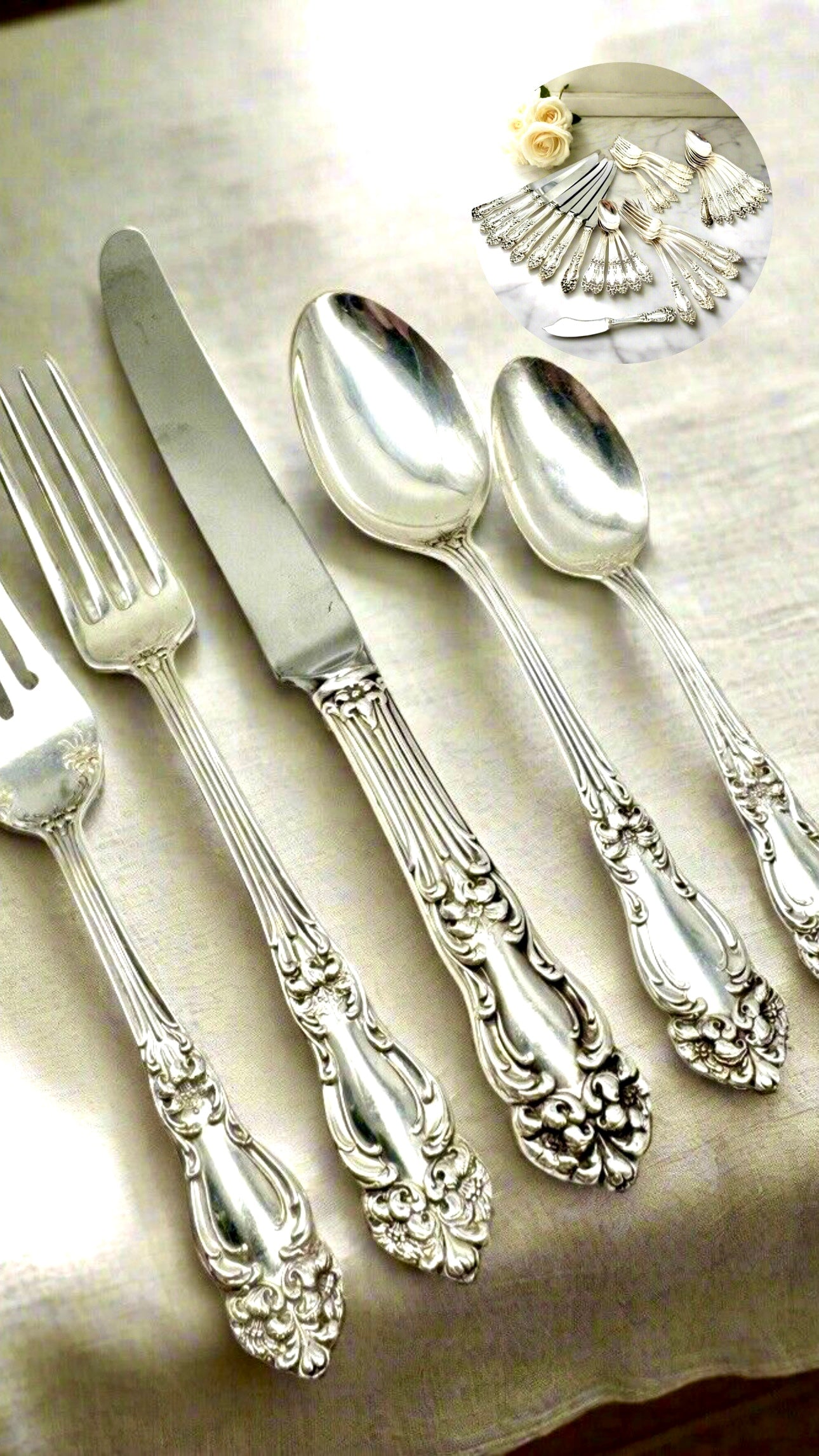 1901 TIGER LILY REED & BARTON Silverware Set ART NOUVEAU 29 PCs Silverplate in Wood Anti Tarnish Case