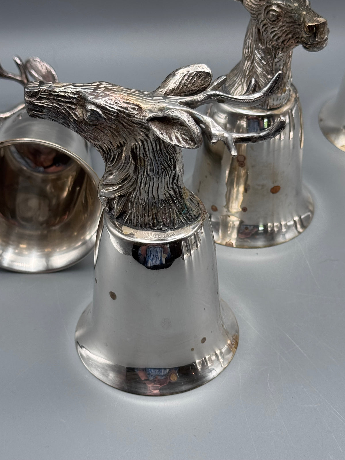 1 x Vintage Stag Head Stirrup Cup Goblet Silverplate Hunting Barware Shabby Old Money Style