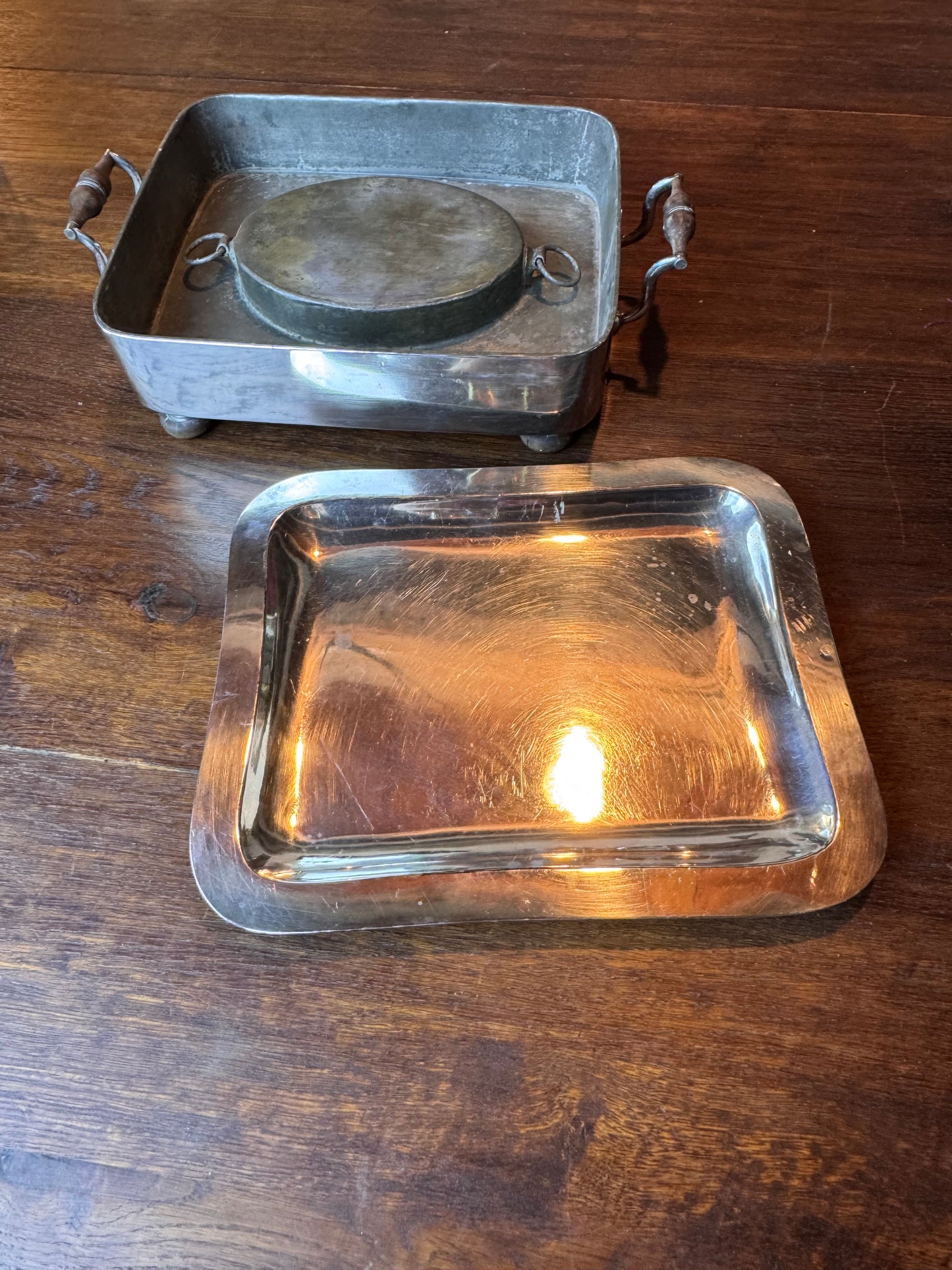 Vintage Silverplate Sport Presentation Salvers Pair 10” & 11.25” Footed 1950s