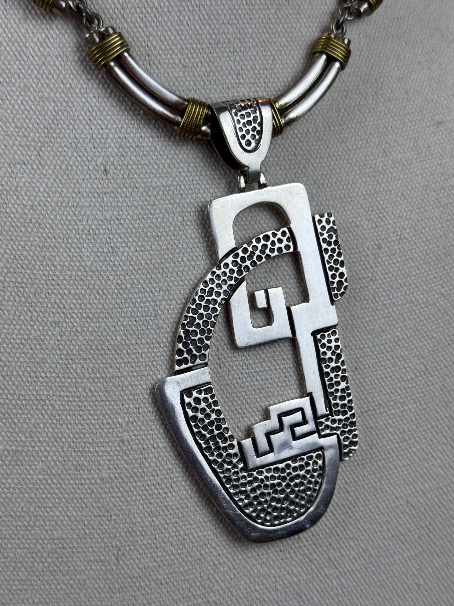 Vintage Sterling Silver Pendant Taxco Mexico TK-26 925 Modernist 50.7g 4”