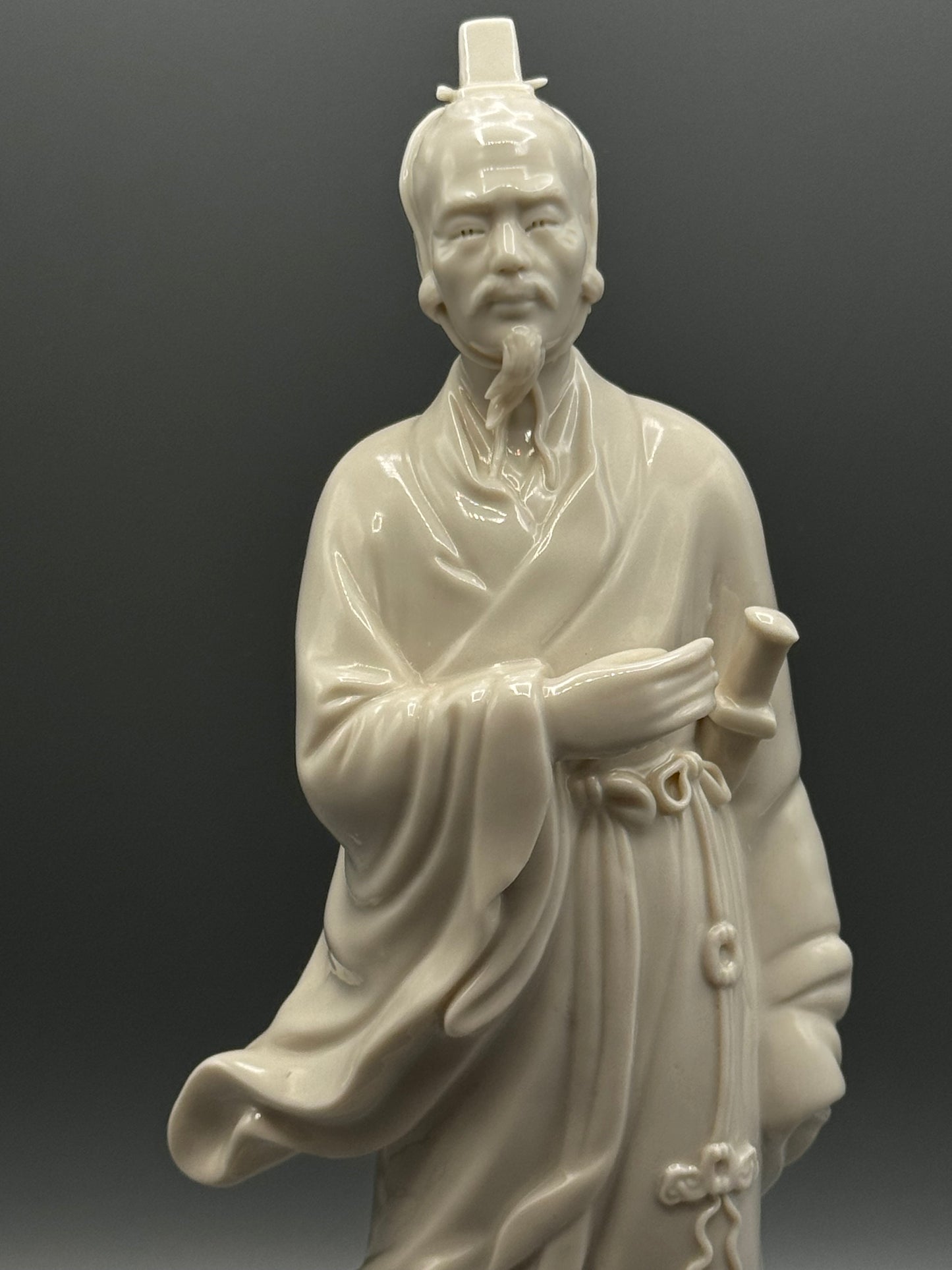 Vintage Blanc de Chine Scholar Figurine Standing Chinese Gentleman 11”