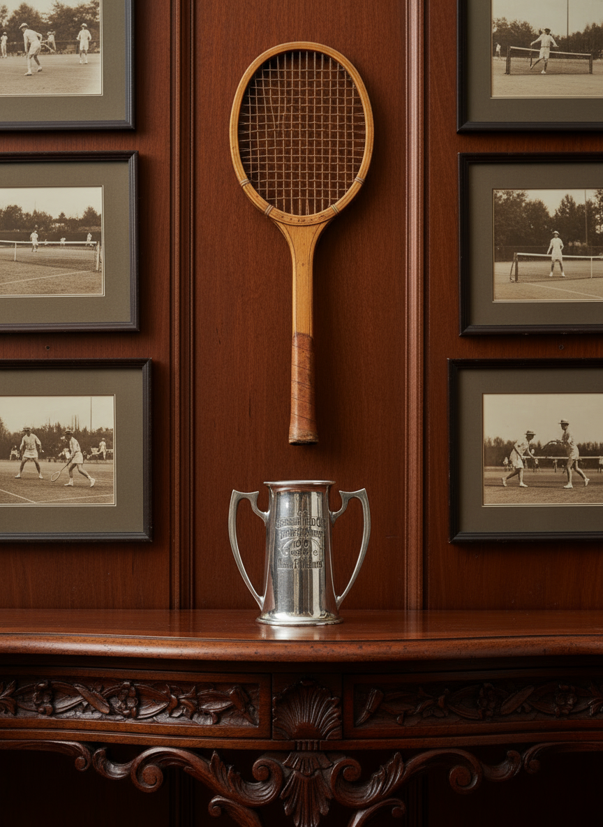 1919 ART NOUVEAUX Loving Cup Sherwood Field Club Tennis Tournament Trophy Silver Plate