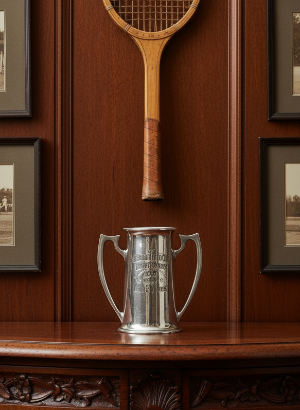 1919 ART NOUVEAUX Loving Cup Sherwood Field Club Tennis Tournament Trophy Silver Plate
