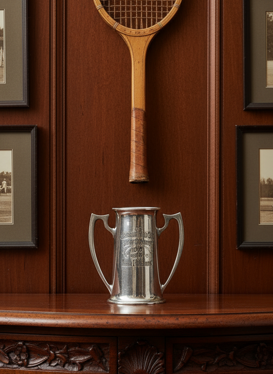 1919 ART NOUVEAUX Loving Cup Sherwood Field Club Tennis Tournament Trophy Silver Plate