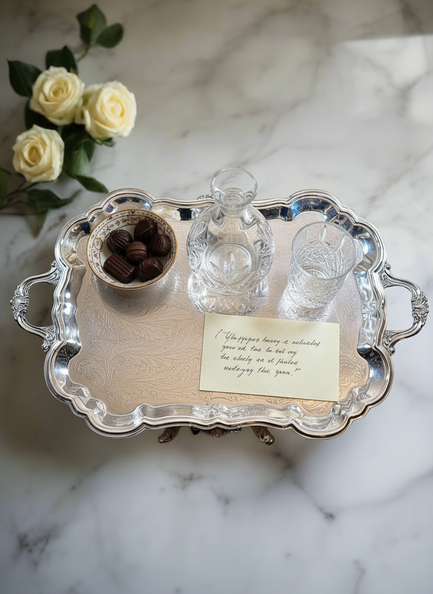 Silverplate Tray Victorian Style American Rogers HANDLED & Footed Chased VINTAGE