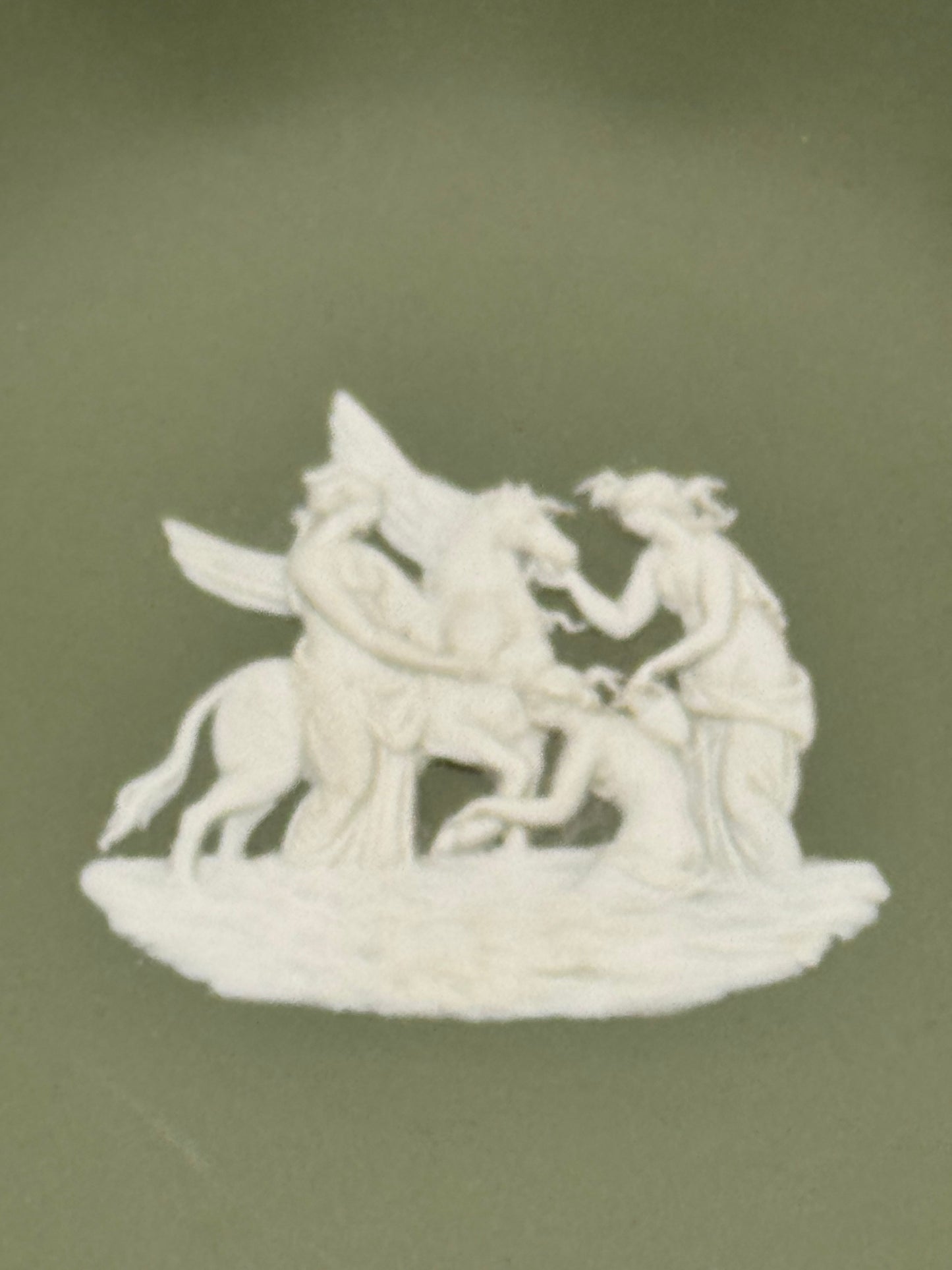 1955 Wedgwood Green Jasperware Mythological Trinket Dish England
