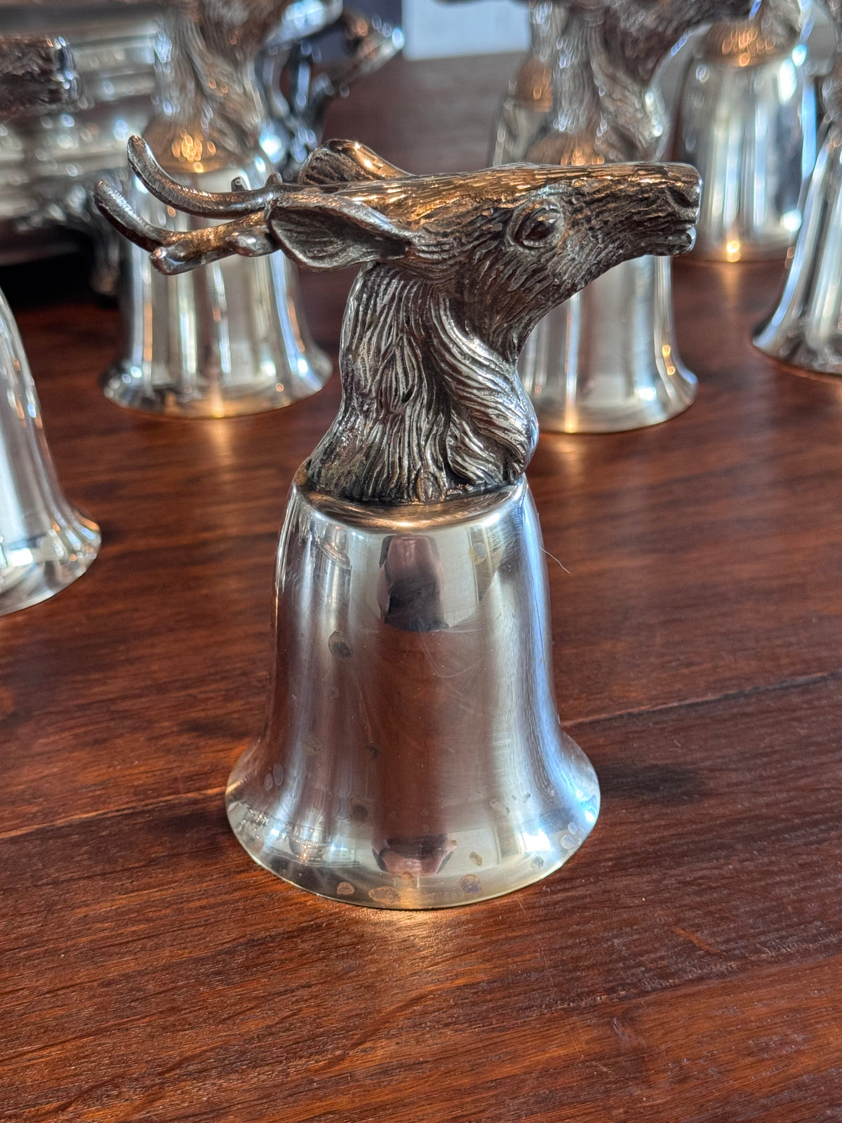 1 x Vintage Stag Head Stirrup Cup Goblet Silverplate Hunting Barware Shabby Old Money Style