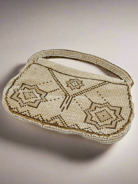 Vintage Art Deco Beaded Evening Purse Made In Czechoslovakia Geometric Design