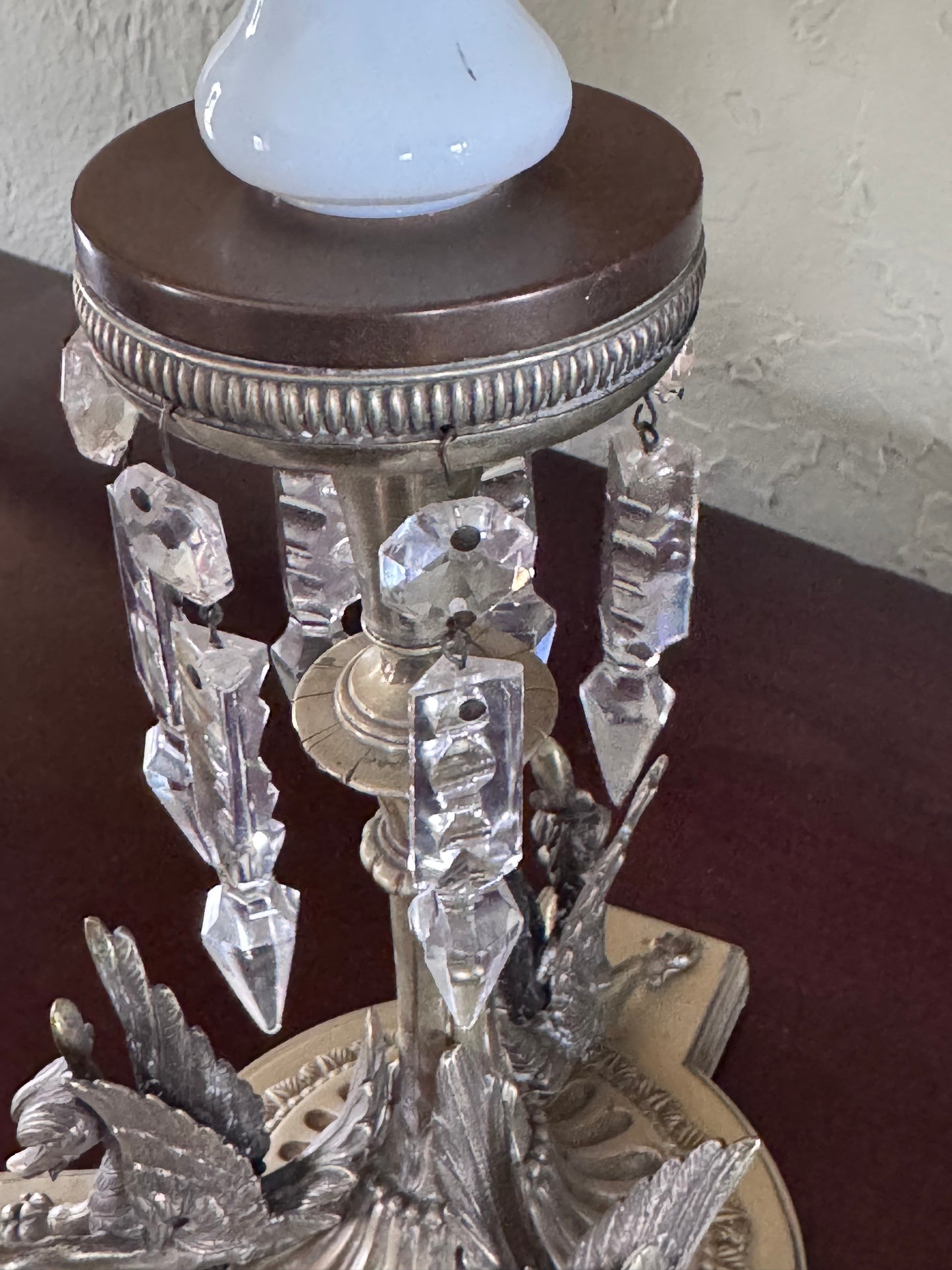 Antique Griffin Glass Epergne Vases Candlesticks Crystal Prisms Pair 18” RARE PAIR!!!