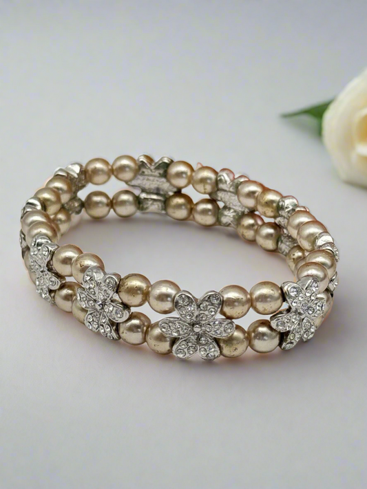 Vintage Nolan Miller Faux Pearl Rhinestone Elastic