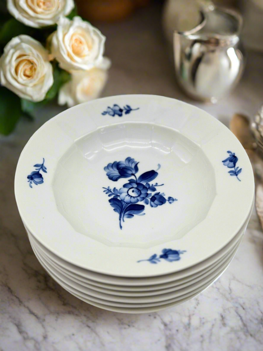 Set Of 6 Royal Copenhagen Blue Flower Bowl Soup Plate 8 3/8”