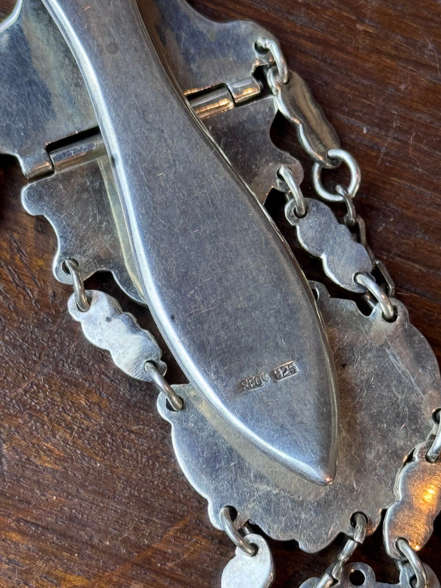Antique Sterling Silver Chatelaine Mirror Needle Case Thimble 1911 Birmingham 8”