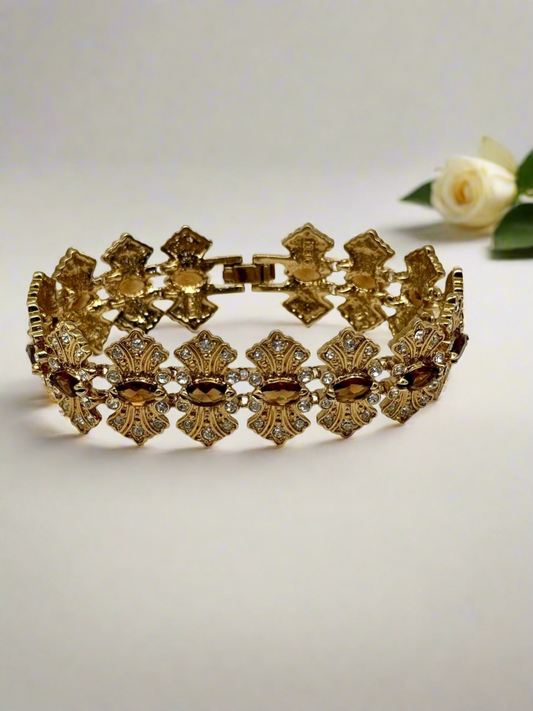 CAMROSE & KROSS Jacqueline Kennedy  Brown Rhinestone Bracelet Box Estate Find