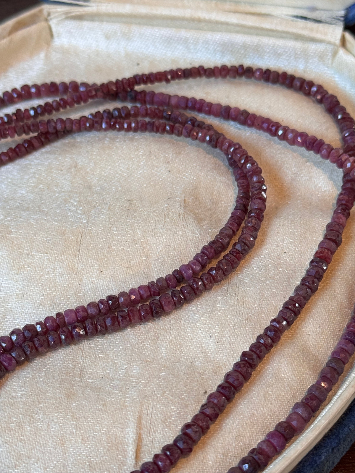 Ruby Necklace Double Strand Faceted Gemstone 925 Sterling Magnetic Clasp 18”