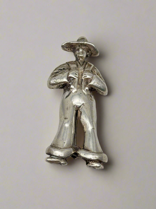 Vintage Sterling Silver Farmer Brooch 1940s Style EXQUISITE